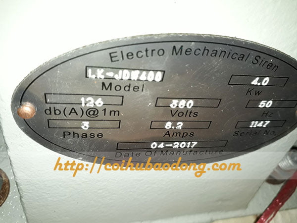 Thông số kỹ thuật của còi báo động LK-JDW400