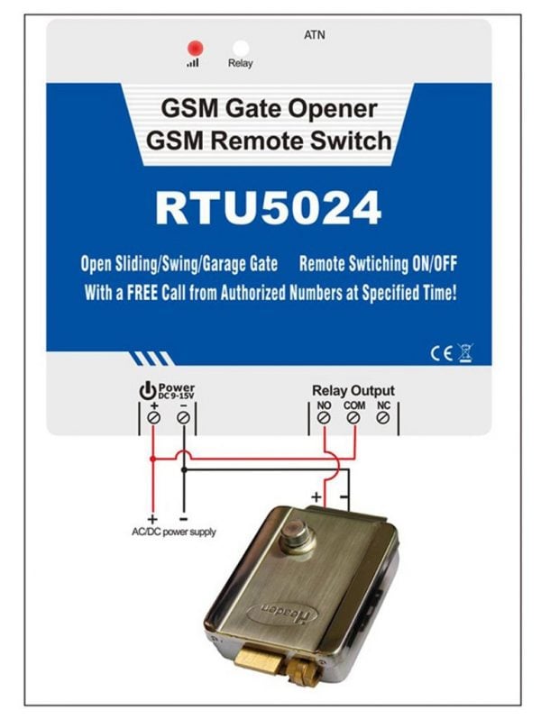 Bộ điều khiển từ xa bằng sim điện thoại RTU5024 dùng để điều khiển khóa cửa